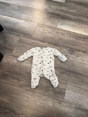 George Gray Cloud-Print Baby One-Piece Footed Pajamas